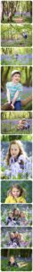photos of children in the bluebells in Heartwood Forest just outside of St Albans