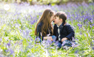 brother and sister in bluebells