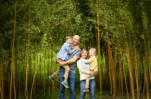 Family in greenery