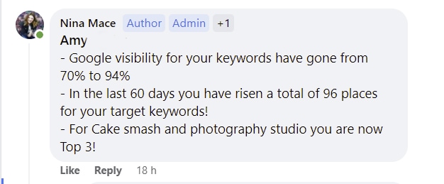 results from SEO course for photographers